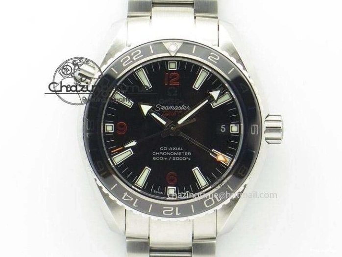 0129 EyeCatching Planet Ocean Master Chronometer SS OM 1:1 Best Edition Blue Dial On Leather Strap A 8176